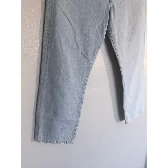 FRAME like new split screen light wash denim Le Slouch straight cropped jeans - Picture 8 of 11